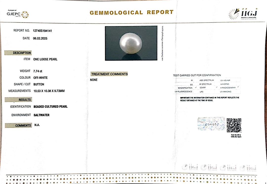 7.74/CT South Sea Pearl with Govt. Lab Certificate-1550