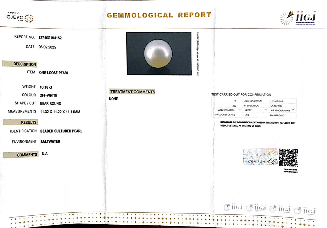 10.18/CT South Sea Pearl with Govt. Lab Certificate-1550