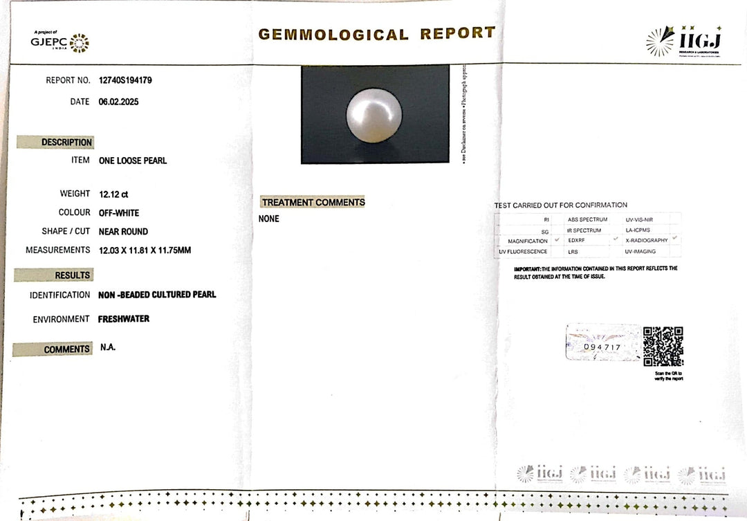 12.12/CT South Sea Pearl with Govt. Lab Certificate-1550
