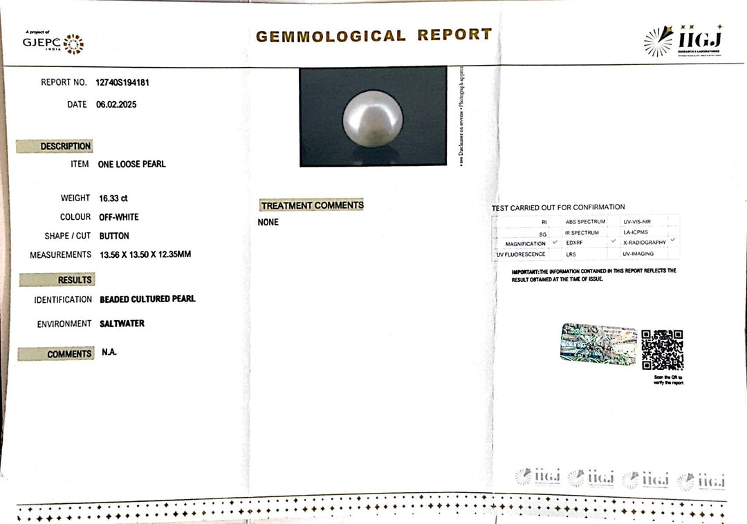 16.33/CT South Sea Pearl with Govt. Lab Certificate-1550