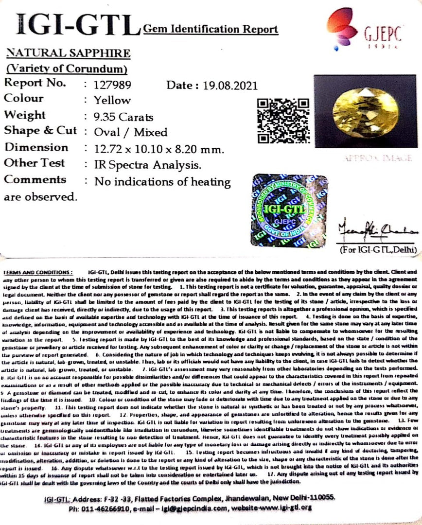 9.35/CT Natural Ceylonese Pukhraj with Govt Lab Certificate-78810