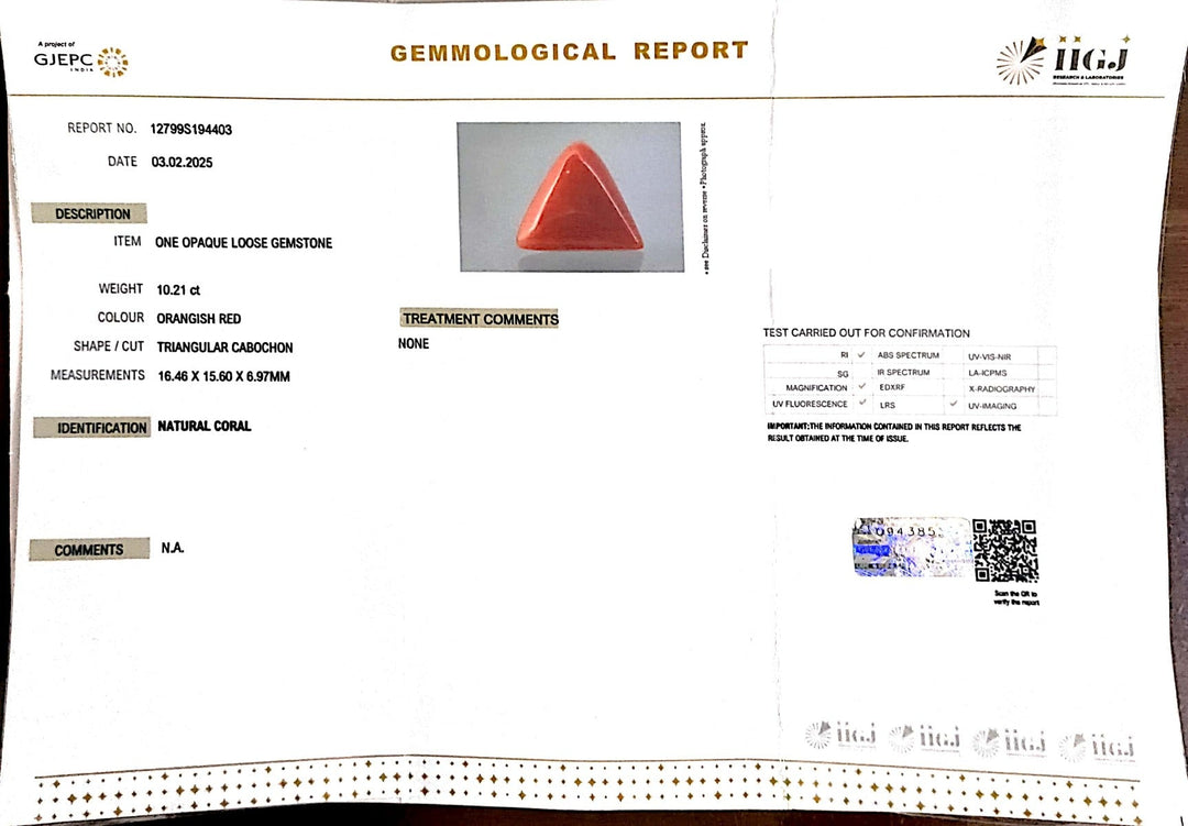 10.21/CT Natural Triangular Red Coral-2800