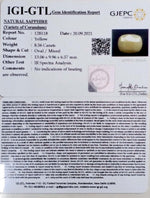 Load image into Gallery viewer, 8.56/CT Natural Yellow Sapphire with Govt Lab Certificate-(1221)