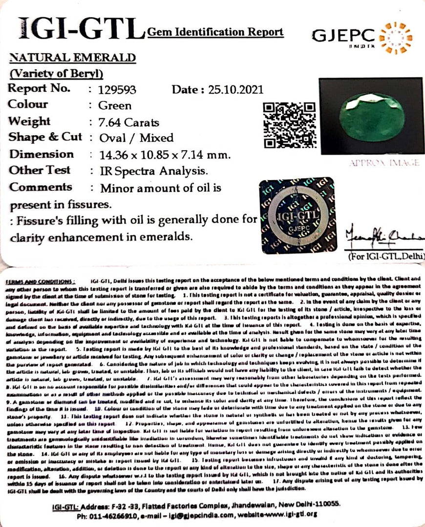 8.48 Ratti Natural Panna Stone with Govt. Lab Certified-(2331)