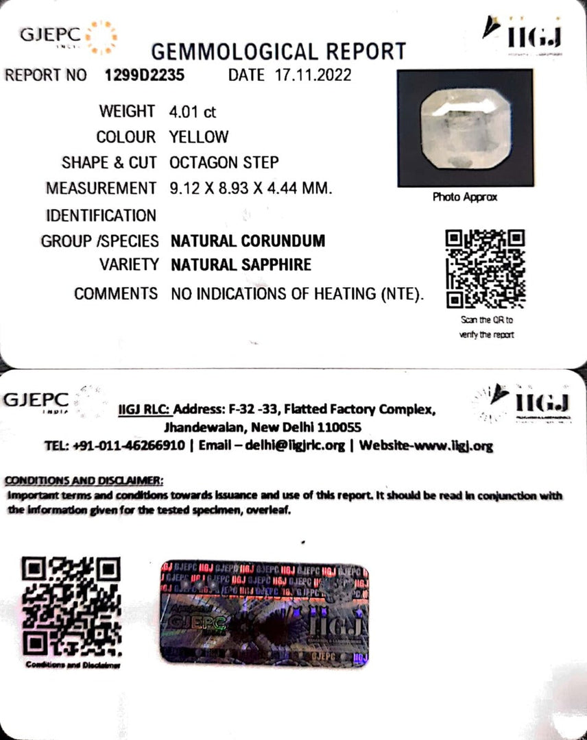 4.01/CT Natural Ceylonese Pukhraj with Govt Lab Certificate-6771