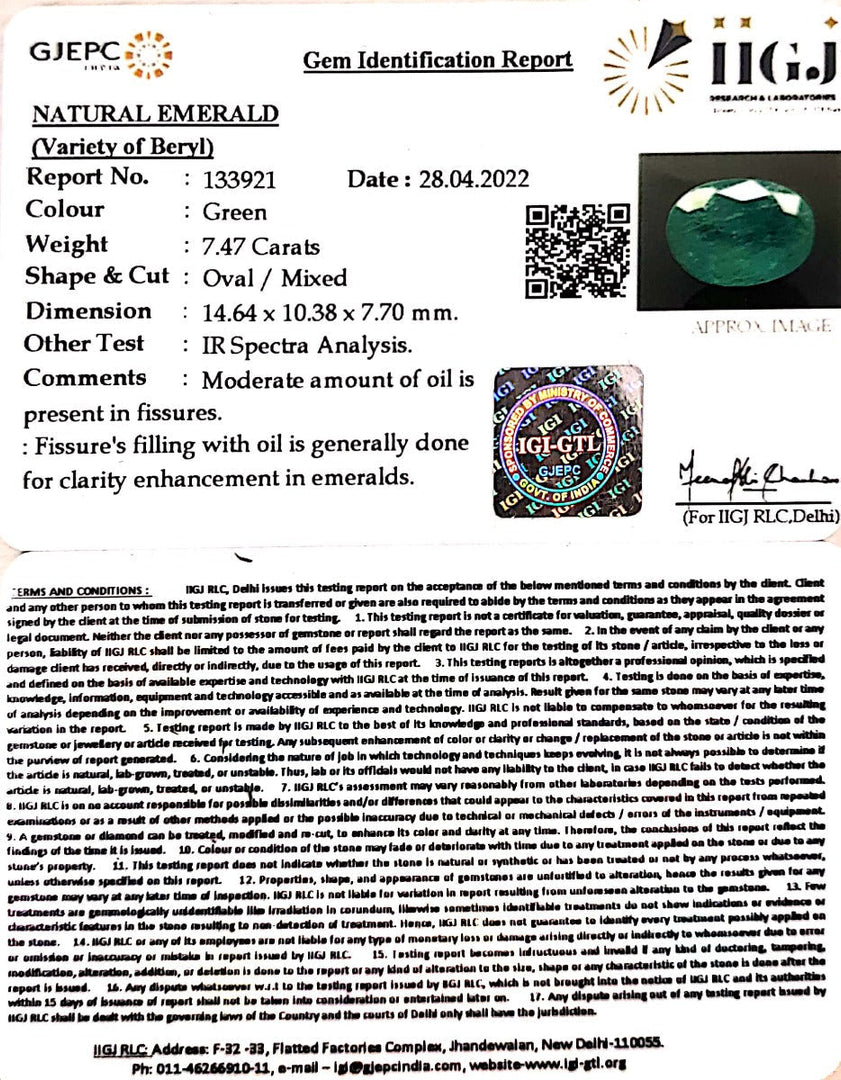 8.29 Ratti Natural Panna stone with Govt. Lab Certified-3441