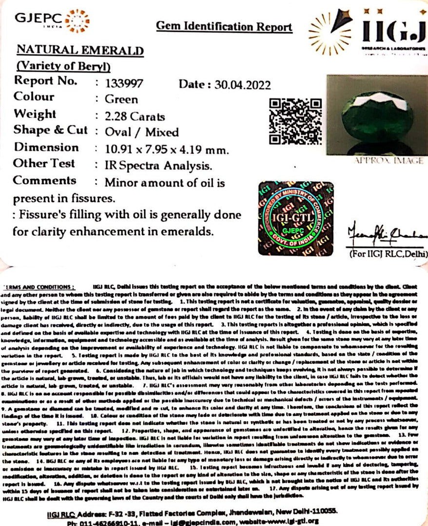 2.53 Ratti Natural Panna stone with Govt. Lab Certified-3441