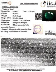 9.47/CT Natural Panna Stone with Govt. Lab Certified-8991