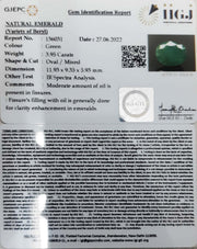 3.95/CT Natural Panna Stone with Govt. Lab Certified-4551