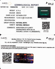 6.74/CT Natural Panna Stone with Govt. Lab Certificate (45510)