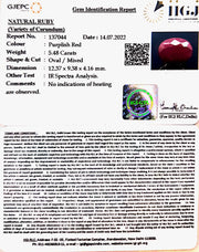 5.48/CT Natural Indian Ruby with Govt. Lab Certificate-2331