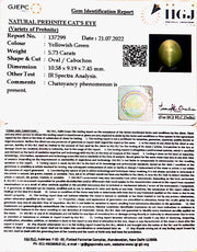 5.73/CT Natural Prehnite cats eye with Govt. Lab certified-(1221)