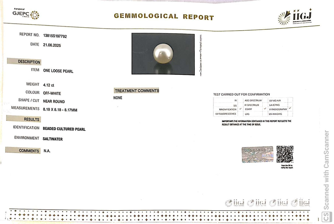4.12/CT Natural South Sea Pearl Beads With Govt. Lab Certificate