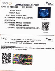 4.58/CT Natural Blue Sapphire with Govt Lab Certificate-BLUSA9ST