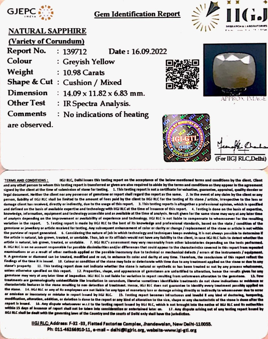 10.98 Carat Natural Ceylonese Pukhraj with Govt Lab Certificate-4551