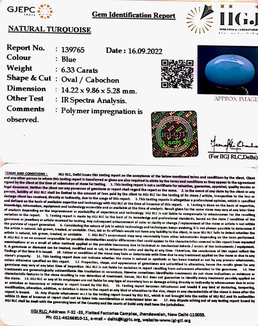 6.33 Carat Turquoise-(832)