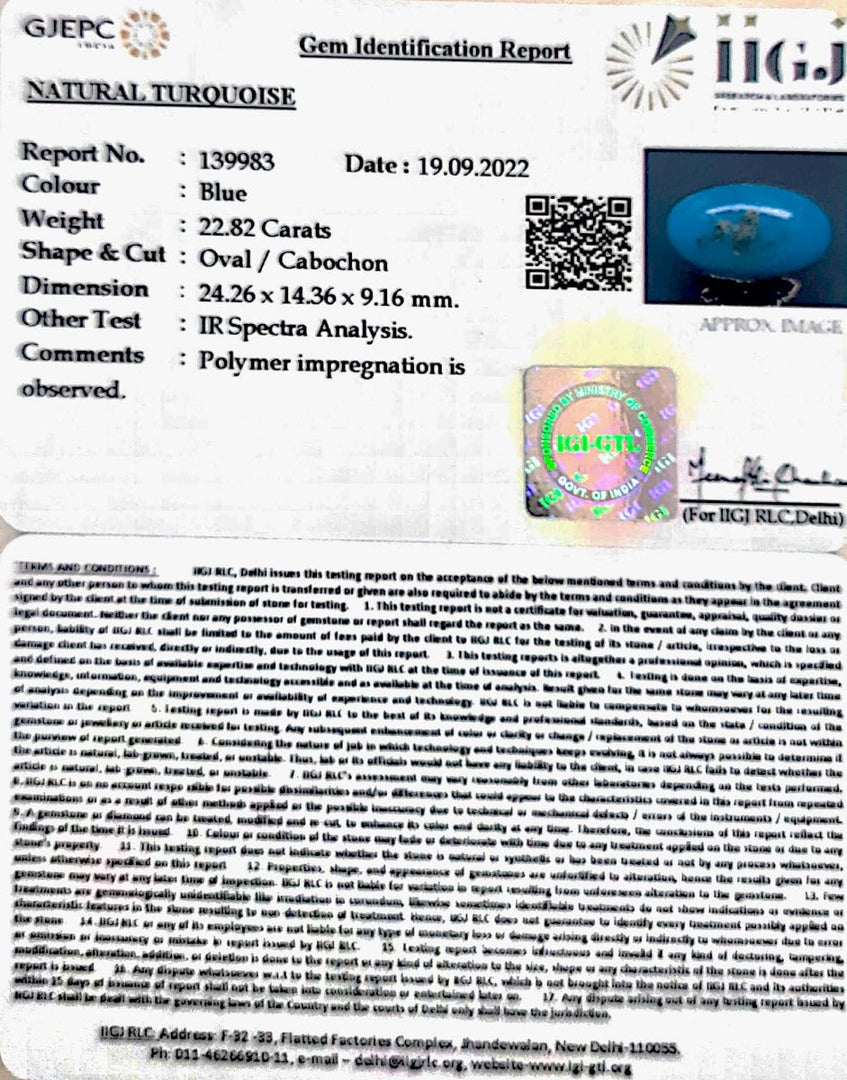 22.821 Carat Turquoise-(1221)