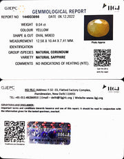 9.04/CT Natural Ceylonese Pukhraj Stone with Govt Lab Certificate-4551
