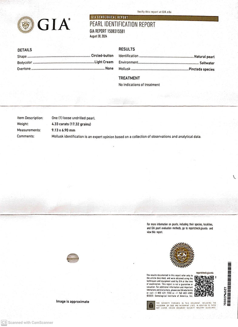 4.33/CT Natural Basra Pearl with Govt. Lab Certificate (58000)