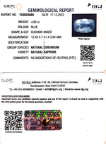 Load image into Gallery viewer, 4.00/CT Natural Blue Sapphire with Govt Lab Certificate-BLUSA9T