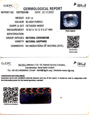 6.61/CT Natural Blue Sapphire with Govt Lab Certificate-BLUSA9U