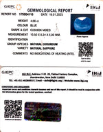 Load image into Gallery viewer, 4.06/CT Natural Blue sapphire with Govt Lab Certificate-BLUSA9T