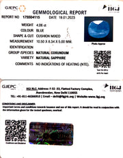 4.06/CT Natural Blue sapphire with Govt Lab Certificate-BLUSA9T
