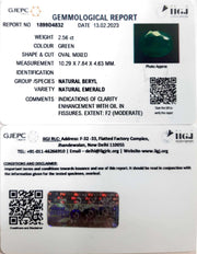 2.56/CT Natural Panna Stone with Govt. Lab Certificate (8991)