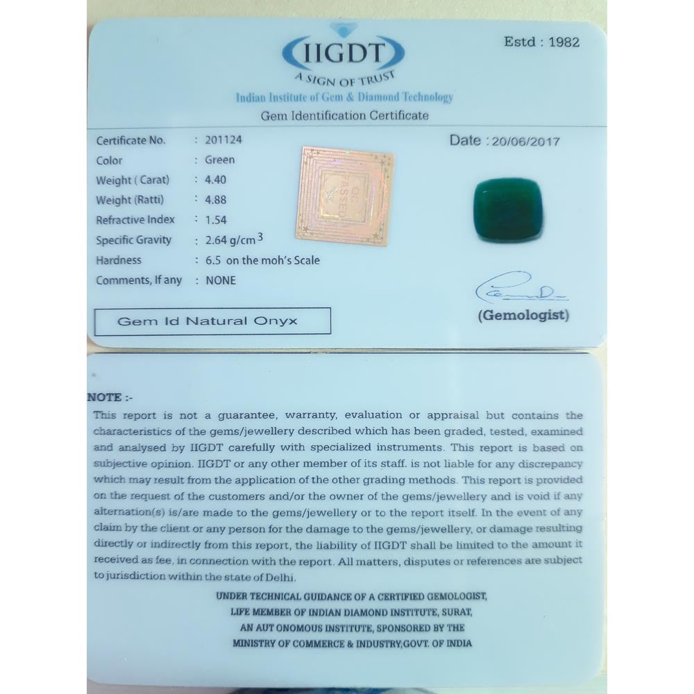 4.40/CT Onyx Stone for Calm & Balance