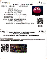 4.04/CT Natural Mozambique Ruby with Govt. Lab Certificate (23310)