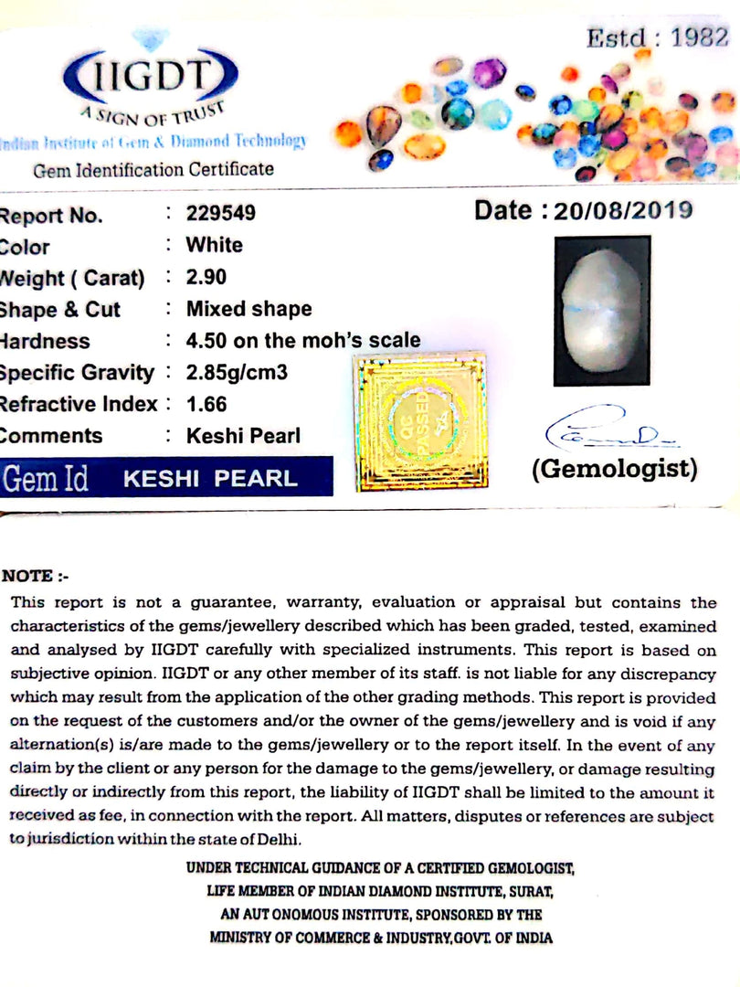 2.90/CT Keshi Pearl Govt. Lab Certified