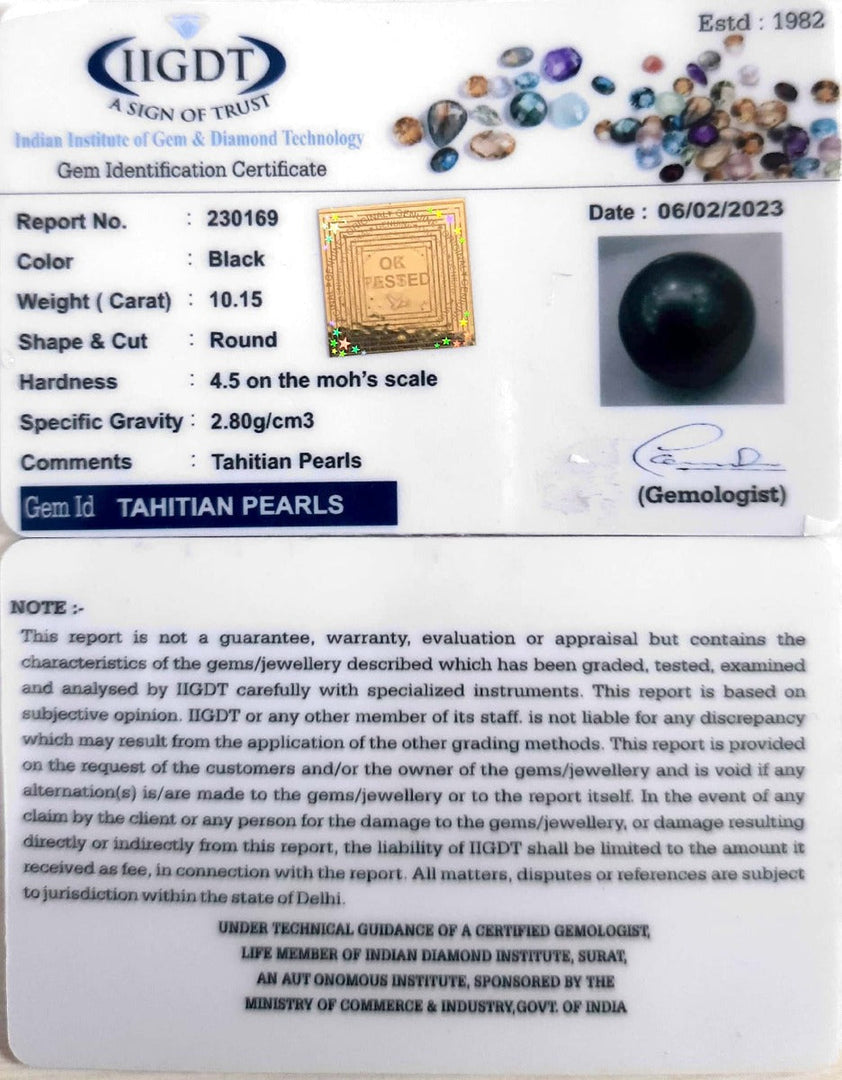 10.15/CT Natural Tahitian Pearl With Lab Certificate-(1332)