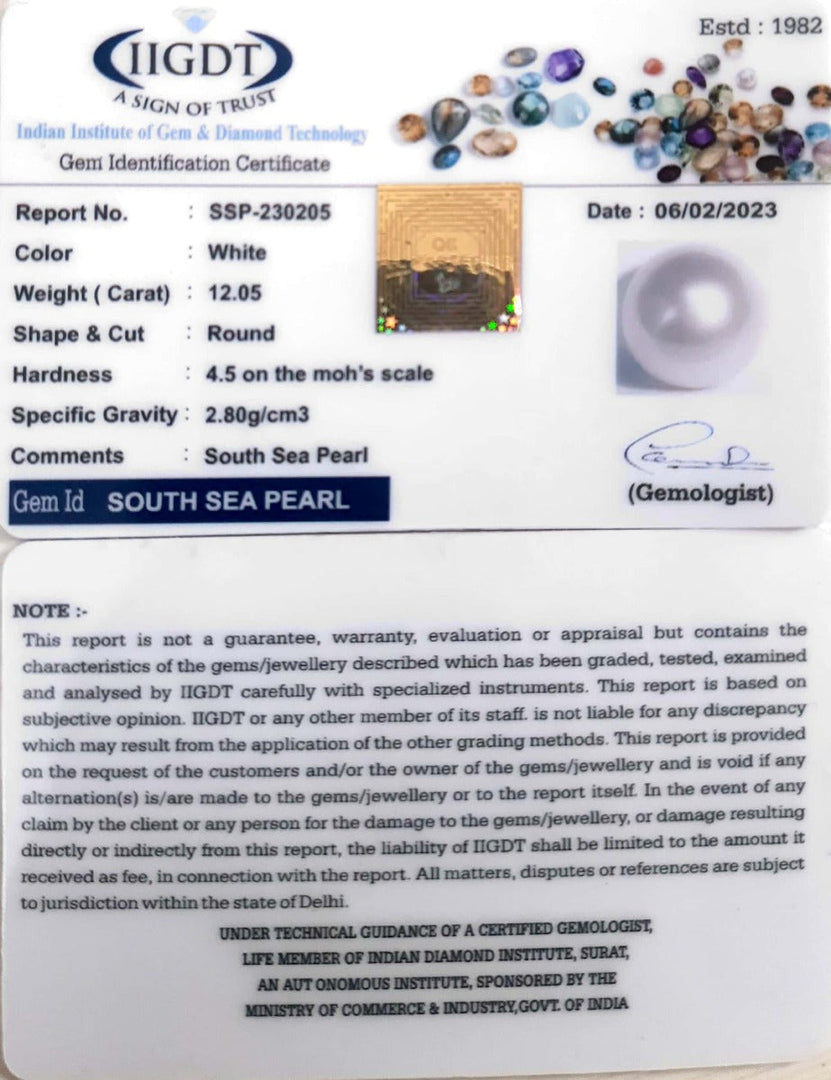 12.05/CT Natural South Sea Pearl With Lab Certificate-(1332)