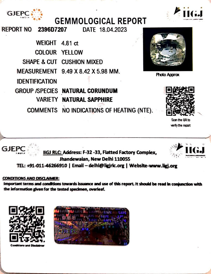 4.81/CT Natural Ceylonese Pukhraj with Govt Lab Certificate-YELSA9U