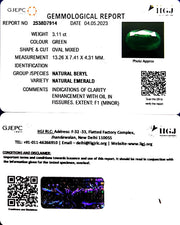 3.11/CT Natural Panna Stone with Govt. Lab Certificate (2331)