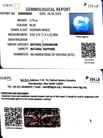 Load image into Gallery viewer, 3.79/CT Natural Blue Sapphire with Govt Lab Certificate-BLUSA9S