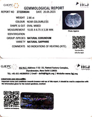 2.90/CT Natural Blue Sapphire with Govt Lab Certificate (4551)