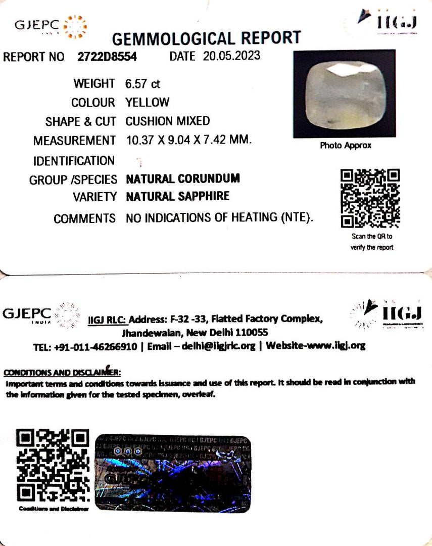 6.57/CT Natural Ceylonese Pukhraj with Govt Lab Certificate (6771)