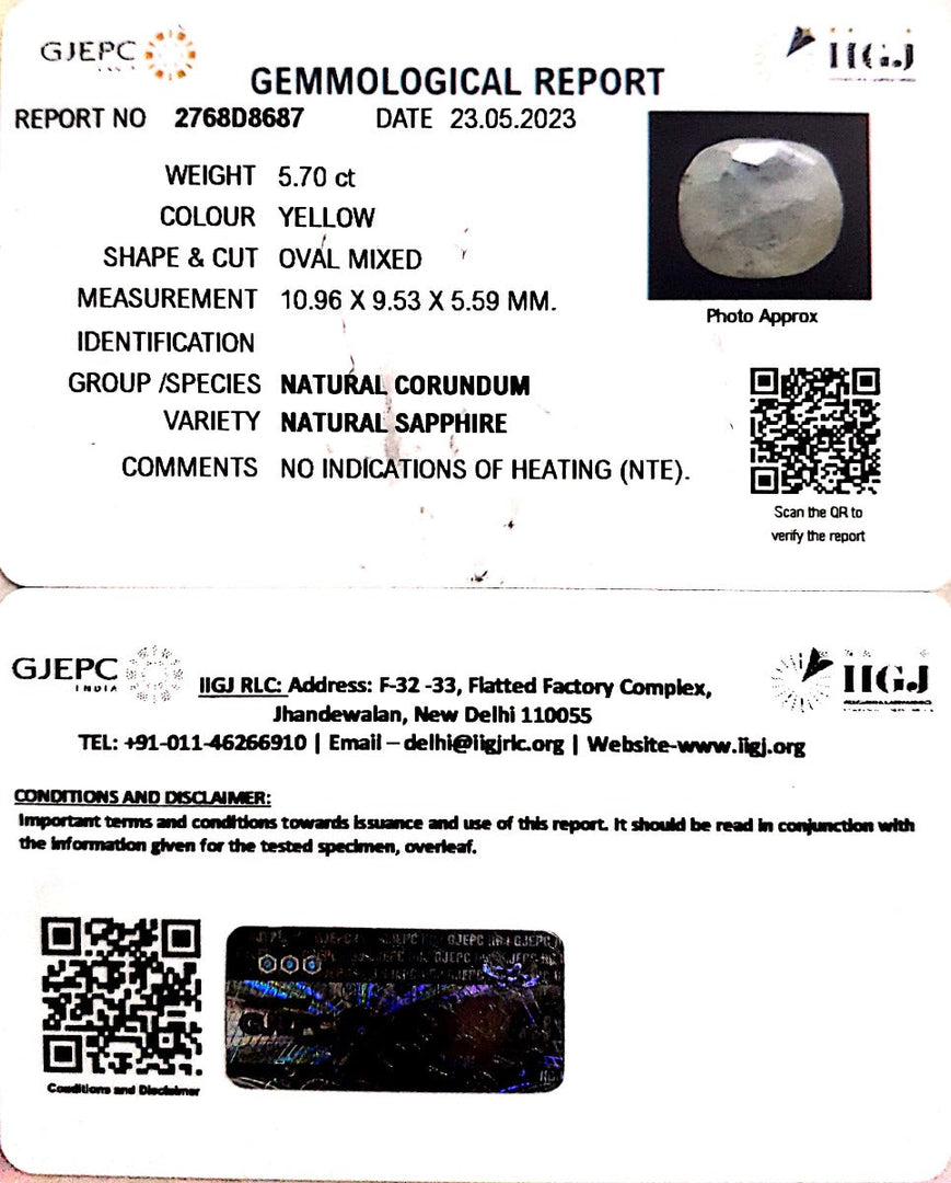 5.70/CT Natural Ceylonese Pukhraj with Govt Lab Certificate (4551)