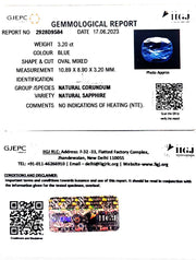 3.20/CT Natural Blue Sapphire with Govt Lab Certificate (6771)
