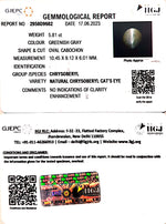 Load image into Gallery viewer, 5.81/CT Natural Chrysoberyl Cat's Eye With Govt. Lab Certificate (12210)