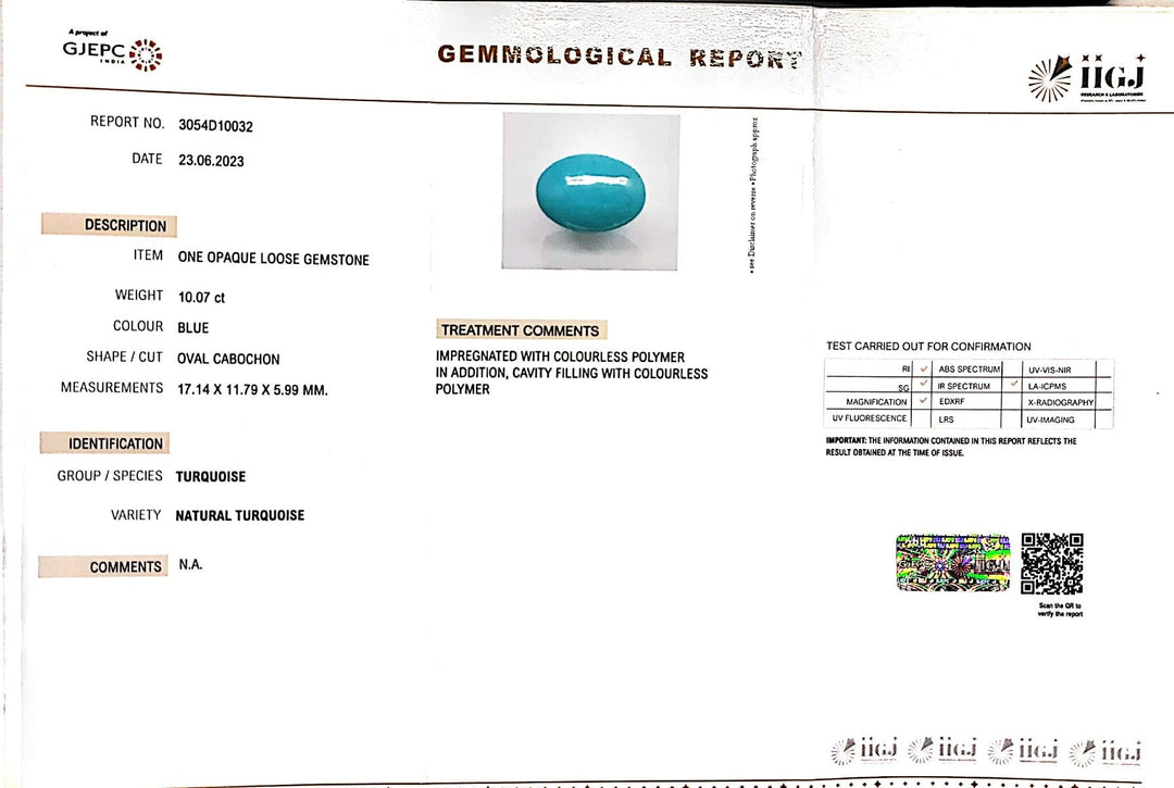 10.07/CT Natural Govt. Lab Certified Turquoise (832)