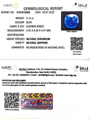 3.12/CT Natural Blue Sapphire with Govt Lab Certificate-BLUSA9T
