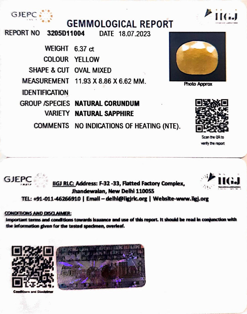 6.37/CT Natural Ceylonese Pukhraj with Govt Lab Certificate-4551