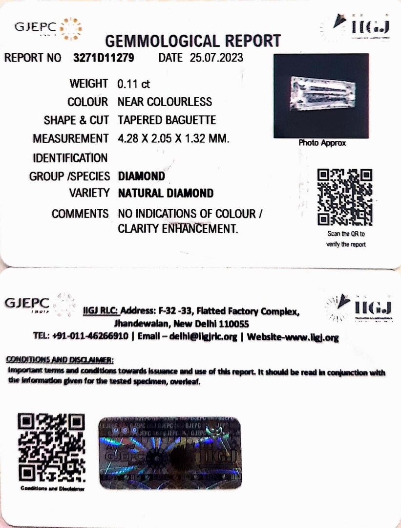 0.11/Cents Natural Diamond with Govt. Lab Certificate (85000)