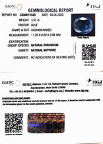 Load image into Gallery viewer, 3.97/CT Natural Blue Sapphire with Govt Lab Certificate (23310)