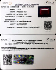 2.22/CT Natural Mozambique Ruby with Govt. Lab Certificate (7881)