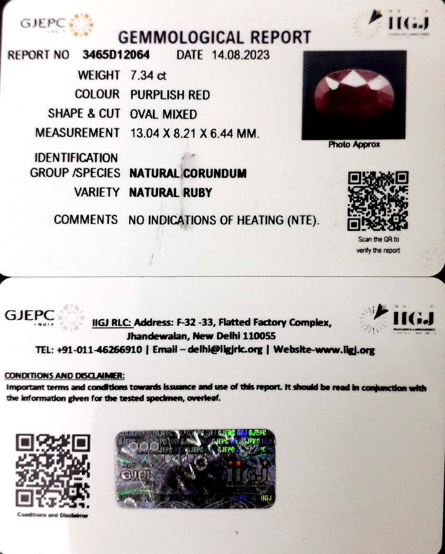 7.34/CT Natural Neo Burma Ruby with Govt. Lab Certificate (4551)
