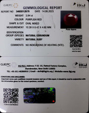 3.94/CT Natural Neo Burma Ruby with Govt. Lab Certificate (5661)