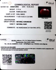 3.74/CT Natural Neo Burma Ruby with Govt. Lab Certificate (4551)